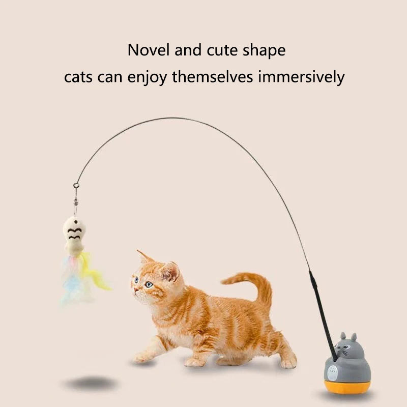 Flexible Cat Fishing Rod Toy | Feather Teaser