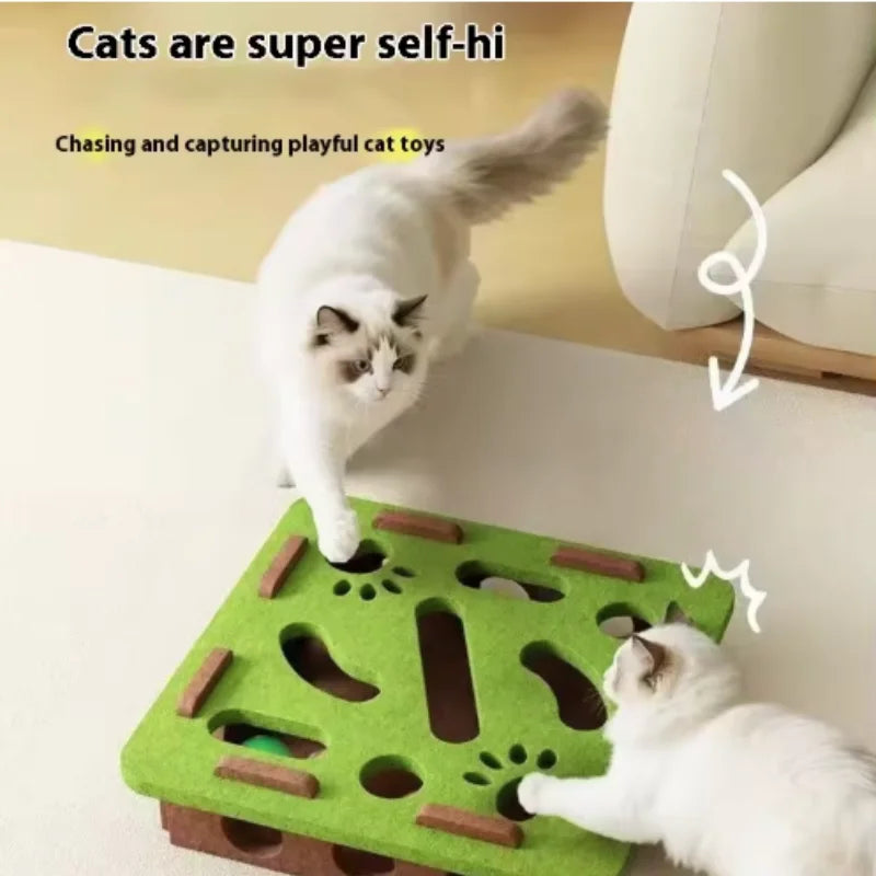 Felt Cat Play Box | Bell Ball Puzzle Toy