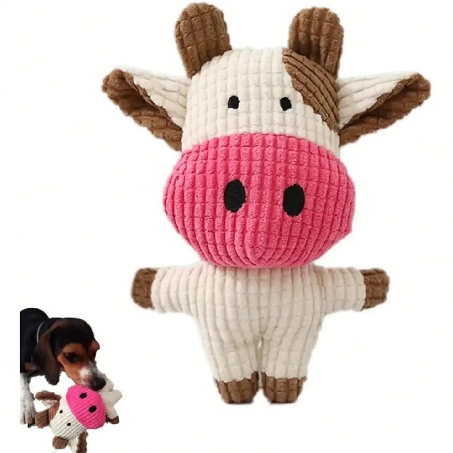 Dog Chew Toy | Cow Plush Squeaker