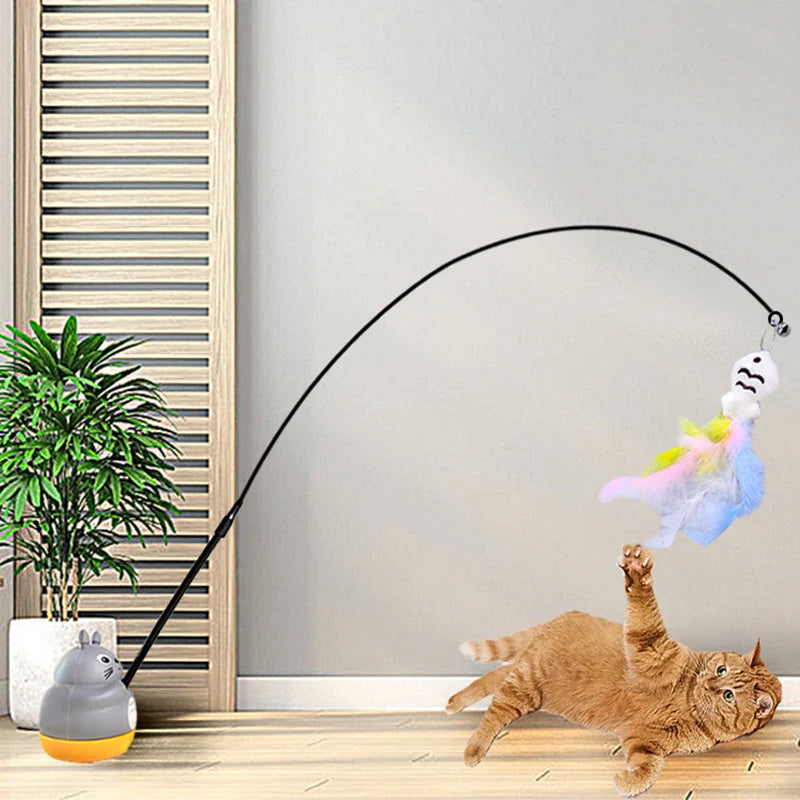 Flexible Cat Fishing Rod Toy | Feather Teaser