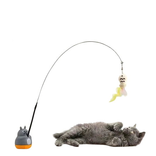 Flexible Cat Fishing Rod Toy | Feather Teaser