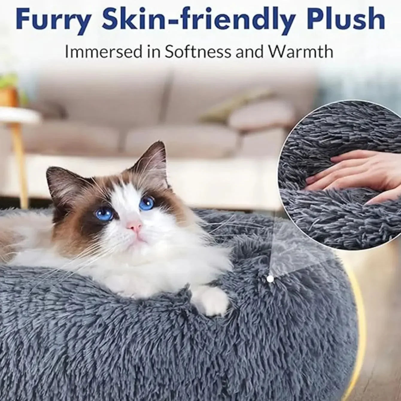 Soft Calming Pet Bed | Washable Plush Bed