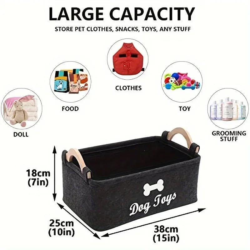 Pet Toy Storage Bin | Felt Basket