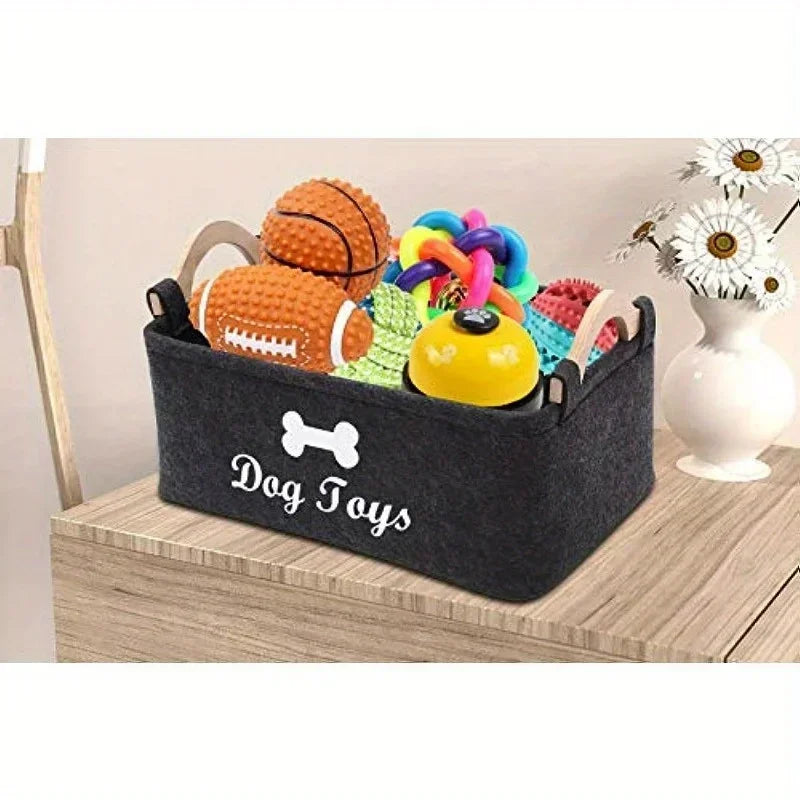 Pet Toy Storage Bin | Felt Basket