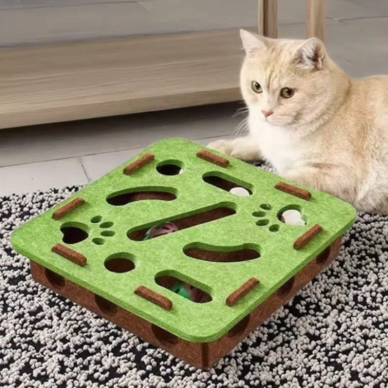 Felt Cat Play Box | Bell Ball Puzzle Toy