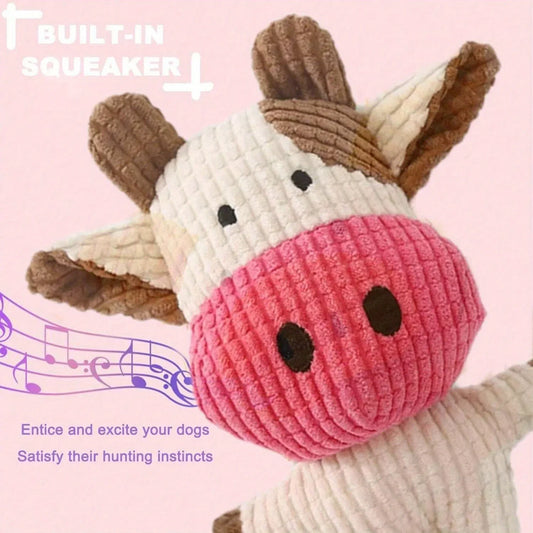 Dog Chew Toy | Cow Plush Squeaker