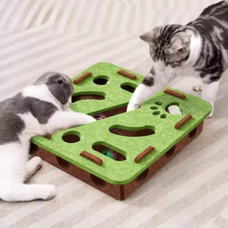 Felt Cat Play Box | Bell Ball Puzzle Toy