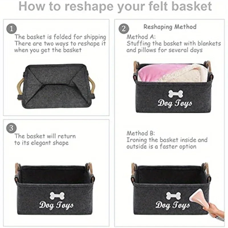 Pet Toy Storage Bin | Felt Basket