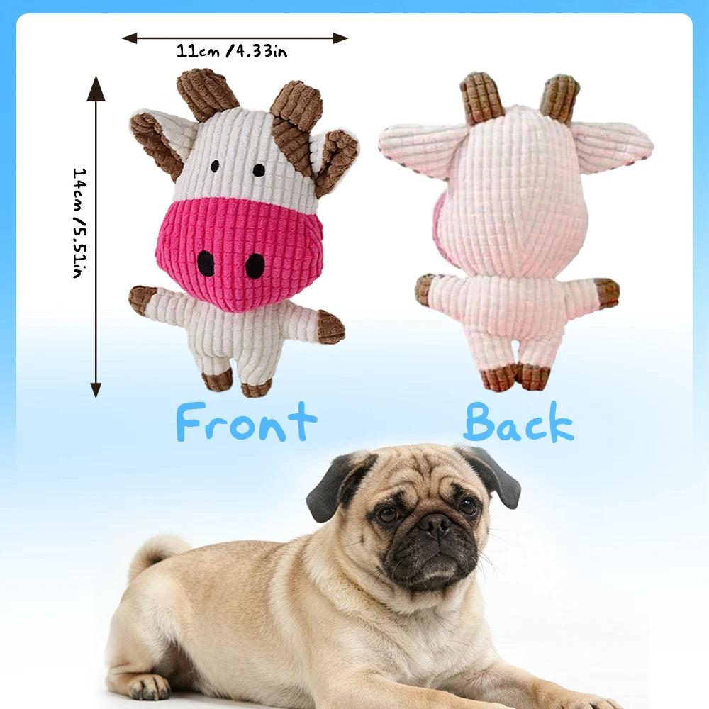 Dog Chew Toy | Cow Plush Squeaker