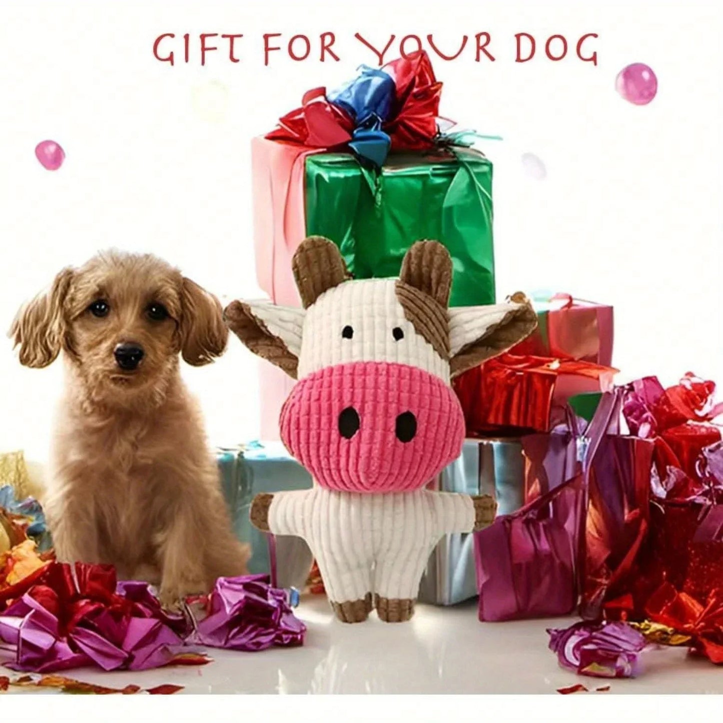 Dog Chew Toy | Cow Plush Squeaker