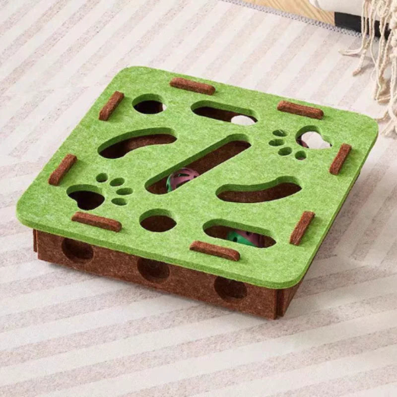 Felt Cat Play Box | Bell Ball Puzzle Toy