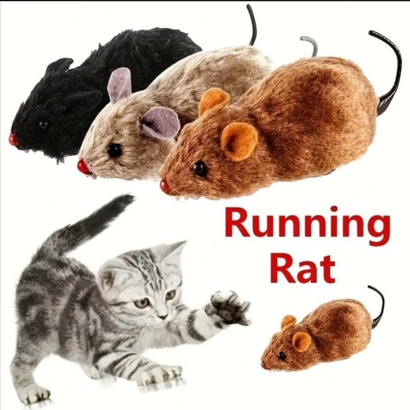 Interactive Plush Mouse Toy | Wind-Up Cat Teaser