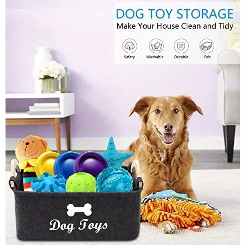 Pet Toy Storage Bin | Felt Basket